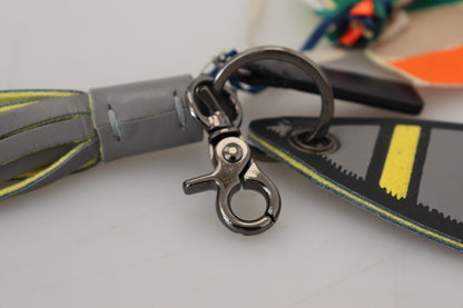 سلسلة مفاتيح معدنية فضية اللون متعددة الألوان من MSGM على شكل سفينة صاروخية