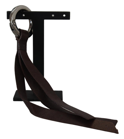 Costume National Schlüsselanhänger aus braunem Leder und silberfarbenem Metall