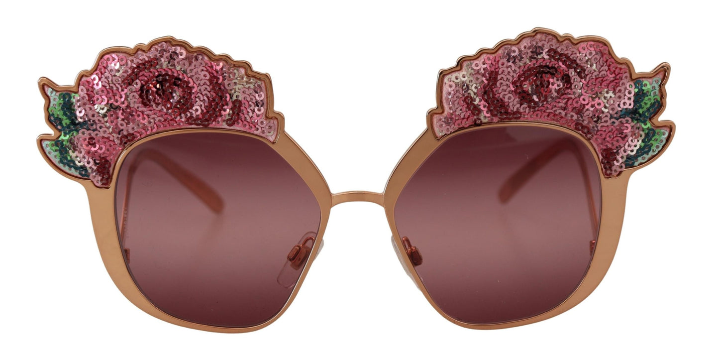 Dolce &amp; Gabbana DG2202 Sonnenbrille mit Roségold-Paillettenstickerei