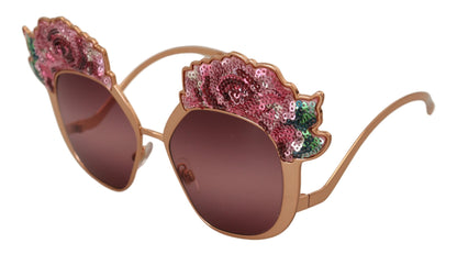 Dolce &amp; Gabbana DG2202 Sonnenbrille mit Roségold-Paillettenstickerei