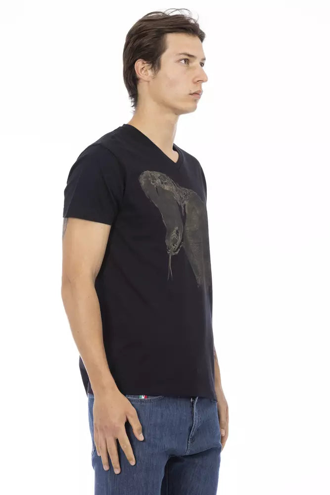 Trussardi Action Schwarzes Baumwoll-T-Shirt für Herren