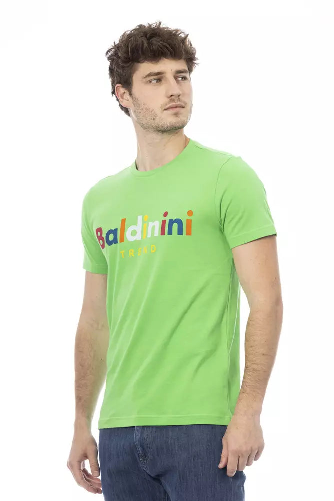Baldinini Trend Grünes Herren-T-Shirt aus Baumwolle