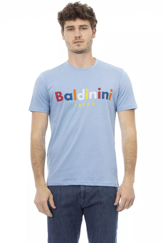 Baldinini Trend Hellblaues Herren-T-Shirt aus Baumwolle