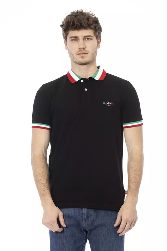Baldinini Trend Schwarzes Herren-Poloshirt aus Baumwolle