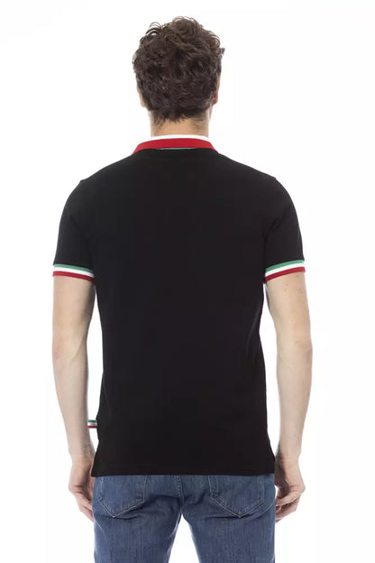Baldinini Trend Schwarzes Herren-Poloshirt aus Baumwolle
