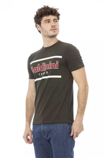 Baldinini Trend Grünes Herren-T-Shirt aus Baumwolle