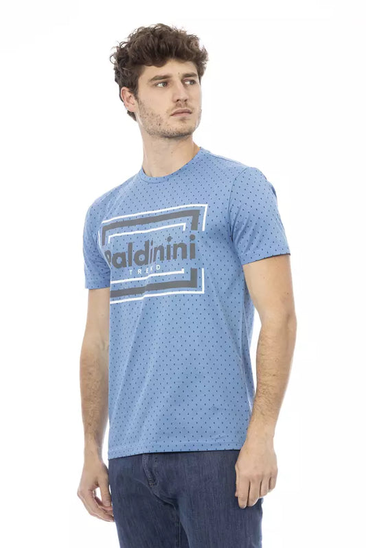 Baldinini Trend Hellblaues Herren-T-Shirt aus Baumwolle