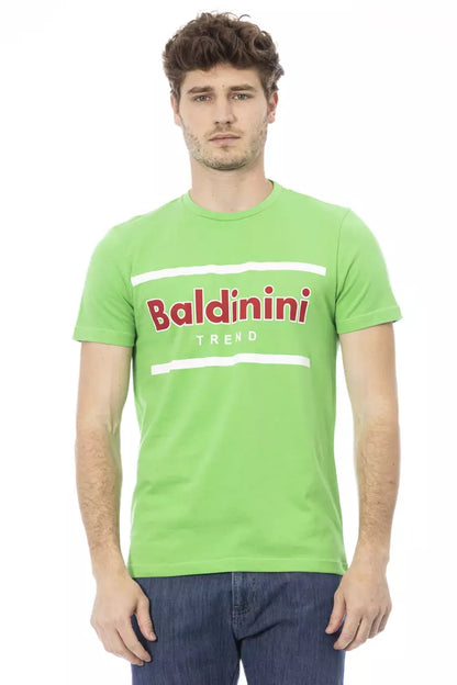 Baldinini Trend Grünes Herren-T-Shirt aus Baumwolle