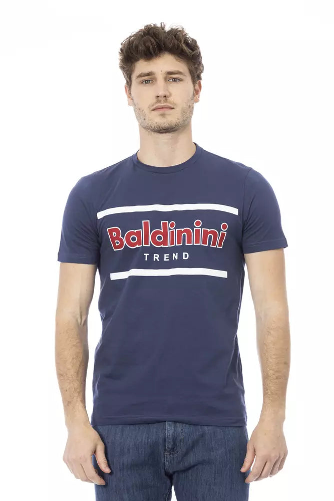 Baldinini Trend Blaues Herren-T-Shirt aus Baumwolle