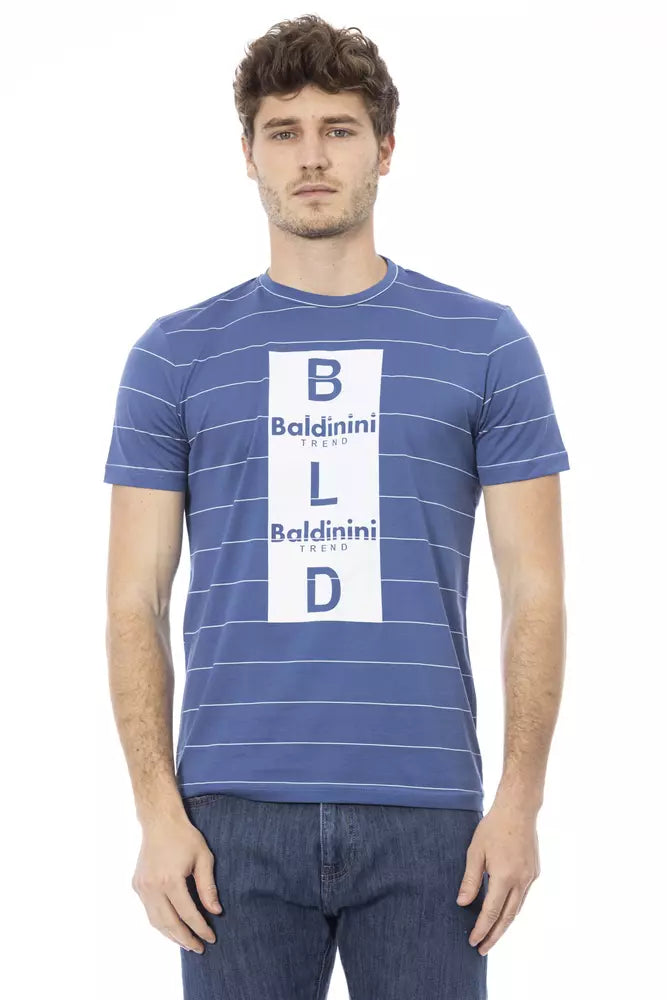 Baldinini Trend Blaues Herren-T-Shirt aus Baumwolle