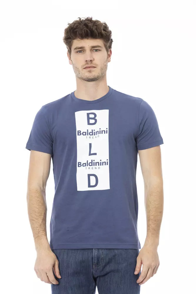 Baldinini Trend Blaues Herren-T-Shirt aus Baumwolle