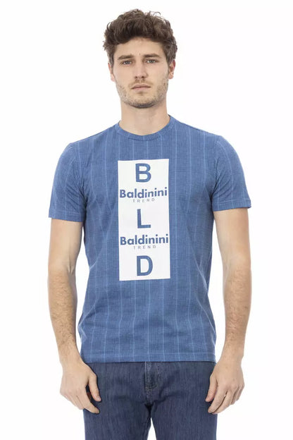 Baldinini Trend Hellblaues Herren-T-Shirt aus Baumwolle
