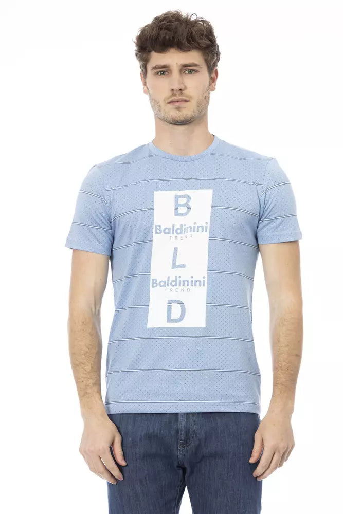 Baldinini Trend Hellblaues Herren-T-Shirt aus Baumwolle