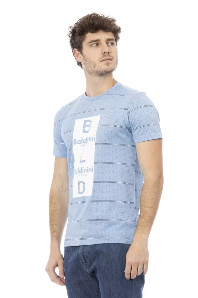 Baldinini Trend Hellblaues Herren-T-Shirt aus Baumwolle