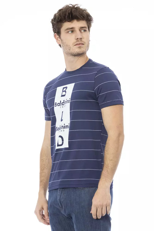 Baldinini Trend Blaues Herren-T-Shirt aus Baumwolle