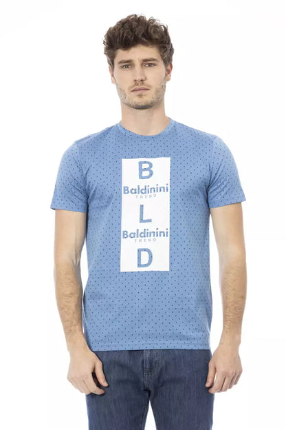 Baldinini Trend Hellblaues Herren-T-Shirt aus Baumwolle