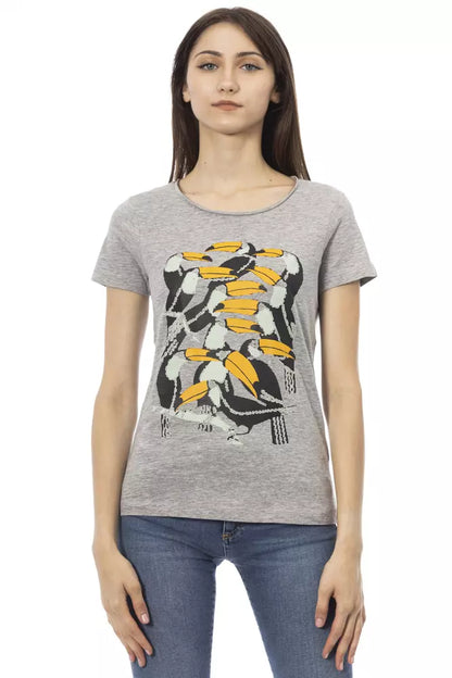 Trussardi Action Graues Baumwoll-T-Shirt für Damen