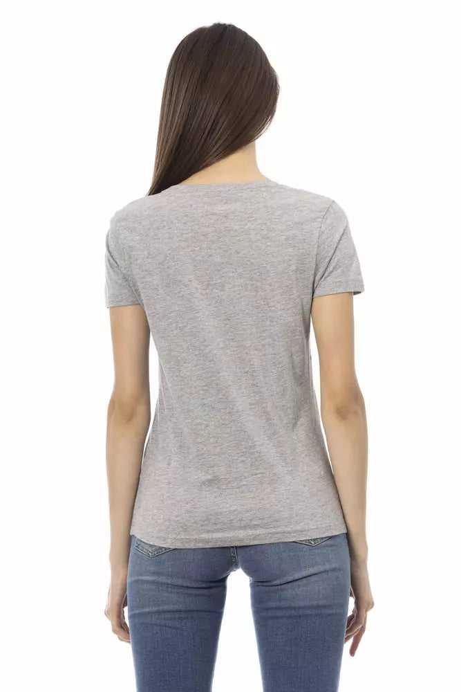 Trussardi Action Graues Baumwoll-T-Shirt für Damen