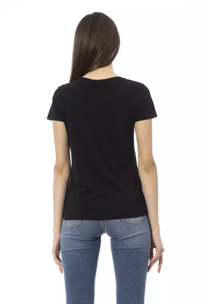 Trussardi Action Schwarzes Baumwoll-T-Shirt für Damen