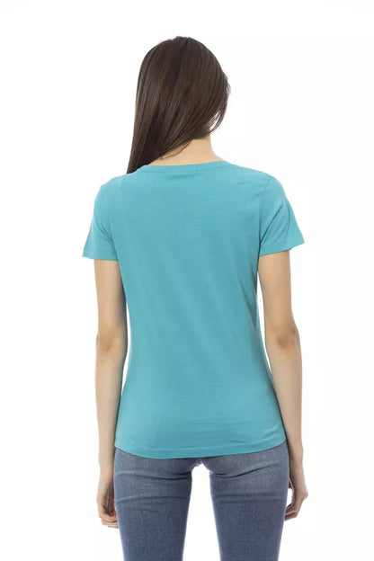 Trussardi Action Hellblaues Baumwoll-T-Shirt für Damen