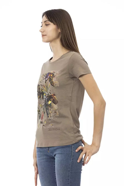 Trussardi Action Braunes Baumwoll-T-Shirt für Damen