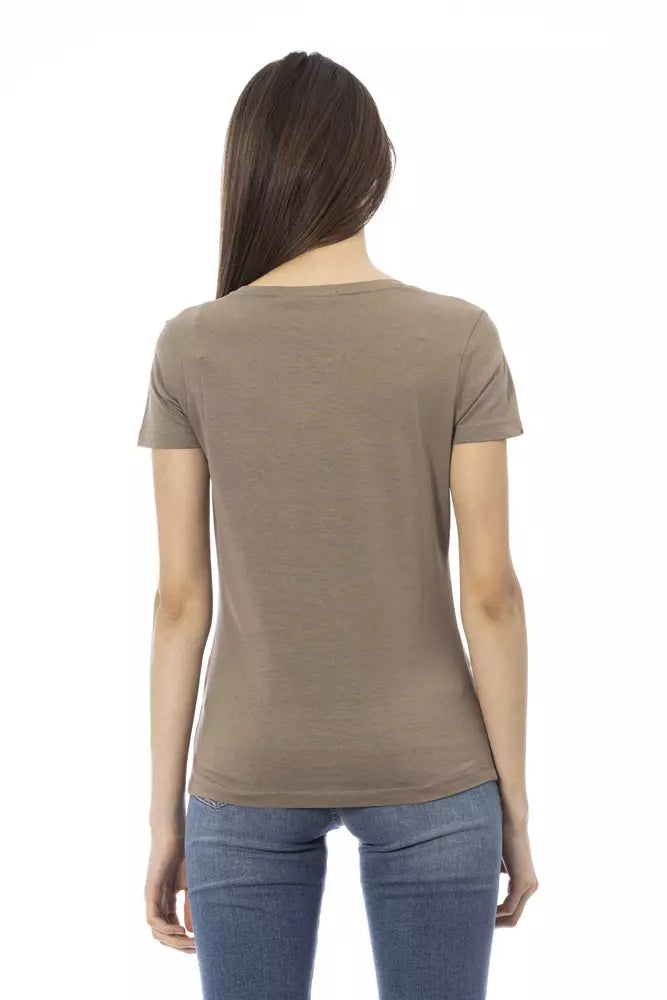 Trussardi Action Braunes Baumwoll-T-Shirt für Damen
