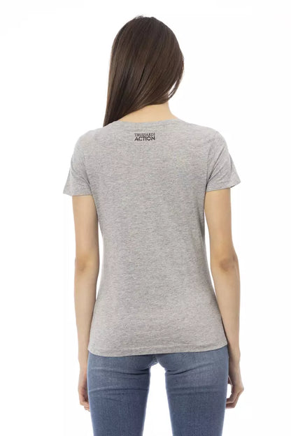 Trussardi Action Graues Baumwoll-T-Shirt für Damen