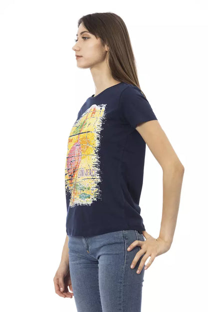 Trussardi Action Blaues Baumwoll-T-Shirt für Damen
