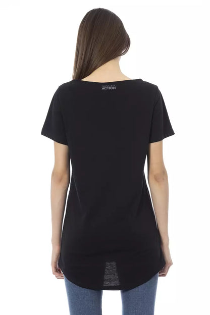 Trussardi Action Schwarzes Baumwoll-T-Shirt für Damen