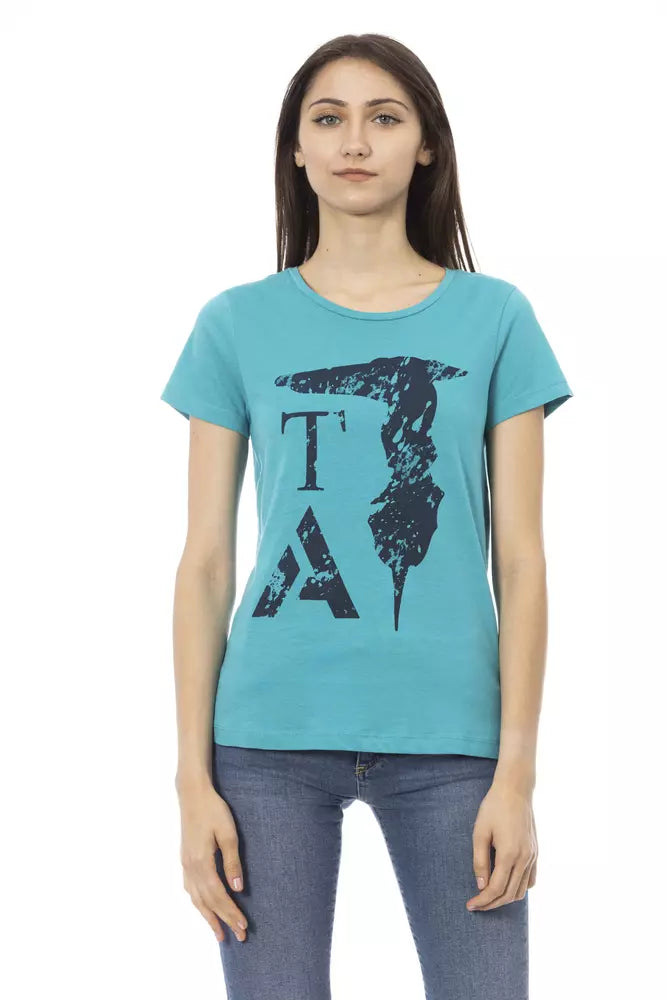 Trussardi Action Hellblaues Baumwoll-T-Shirt für Damen