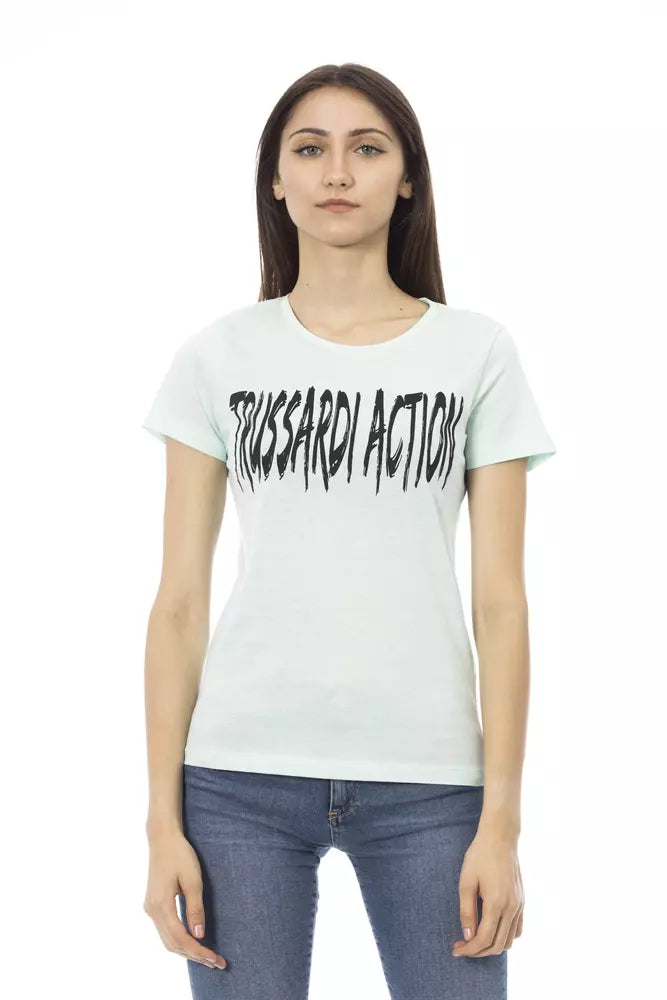 Trussardi Action Hellblaues Baumwoll-T-Shirt für Damen