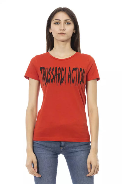 Trussardi Action Rotes Baumwoll-T-Shirt für Damen