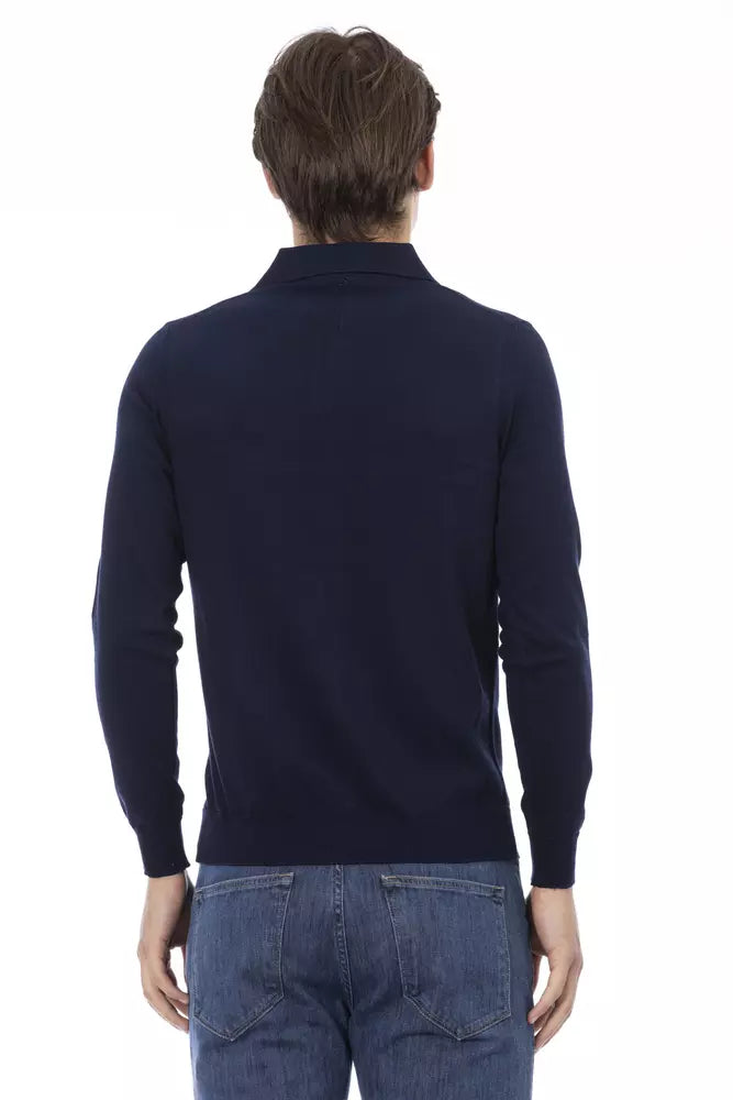 Baldinini Trend Blaues Herrenhemd aus Baumwolle