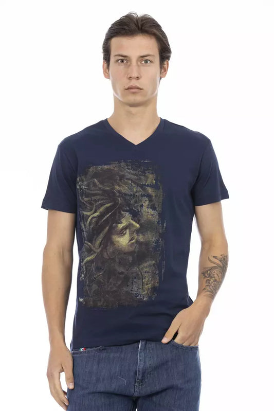 Trussardi Action Blaues Herren-T-Shirt aus Baumwolle