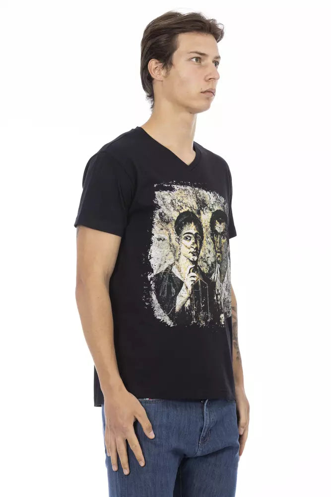 Trussardi Action Schwarzes Baumwoll-T-Shirt für Herren