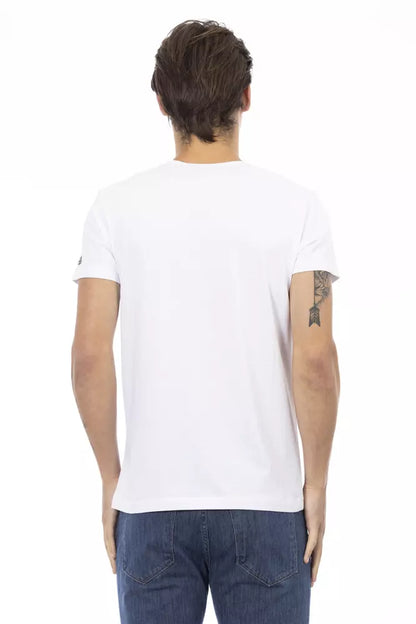 Trussardi Action Herren-T-Shirt aus weißer Baumwolle mit V-Ausschnitt