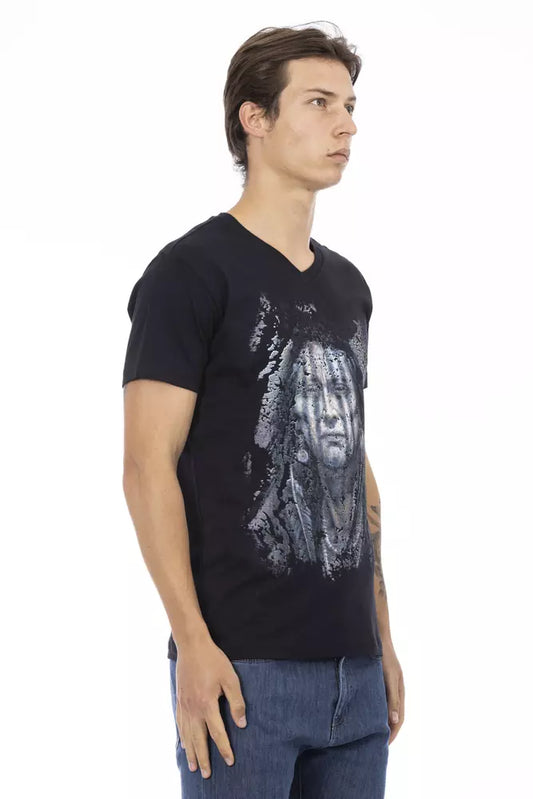 Trussardi Action Schwarzes Baumwoll-T-Shirt für Herren