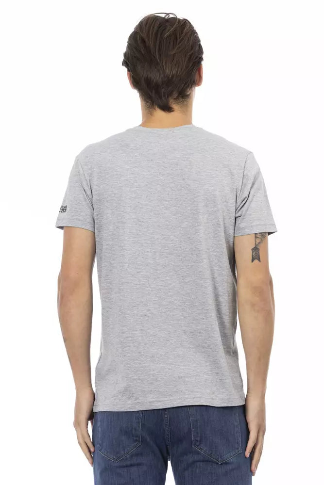 Trussardi Action Graues Herren-T-Shirt aus Baumwolle