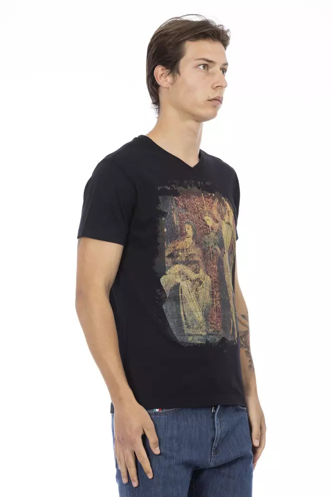 Trussardi Action Schwarzes Baumwoll-T-Shirt für Herren