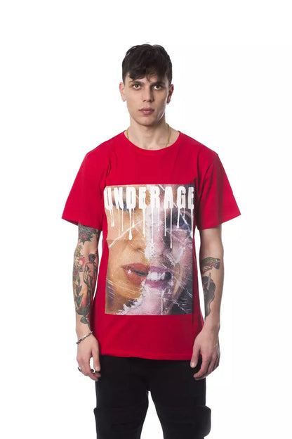 Nicolo Tonetto Rotes Herren-T-Shirt aus Baumwolle
