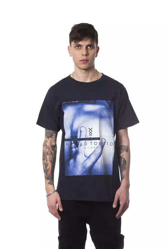 Nicolo Tonetto Herren-T-Shirt aus blauer Baumwolle