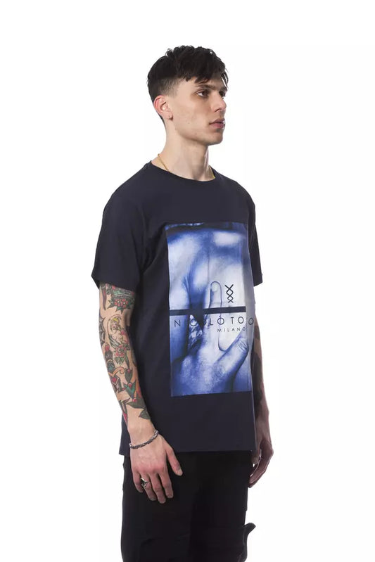 Nicolo Tonetto Herren-T-Shirt aus blauer Baumwolle