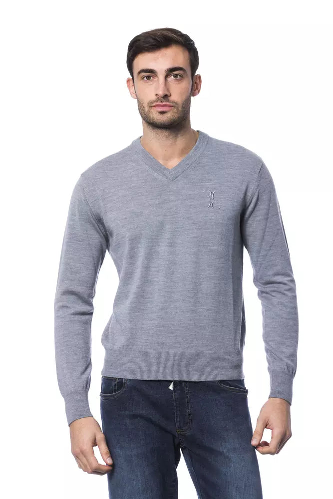 Billionaire Italian Couture Grauer Herrenpullover aus Merinowolle
