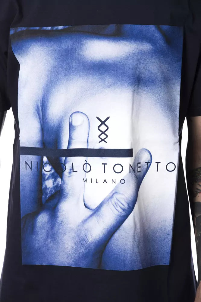 Nicolo Tonetto Herren-T-Shirt aus blauer Baumwolle