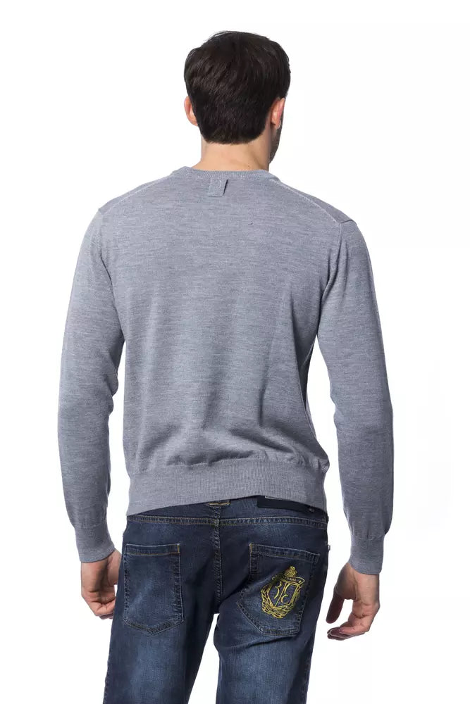 Billionaire Italian Couture Grauer Herrenpullover aus Merinowolle