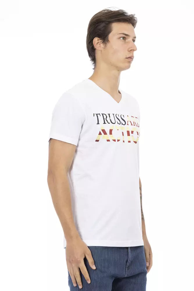 Trussardi Action Herren-T-Shirt aus weißer Baumwolle