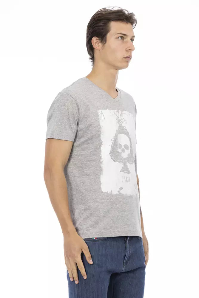 Trussardi Action Graues Baumwoll-T-Shirt für Herren