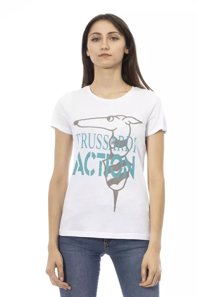 Trussardi Action Chic Weißes bedrucktes T-Shirt: Ein Must-have für die Sommergarderobe