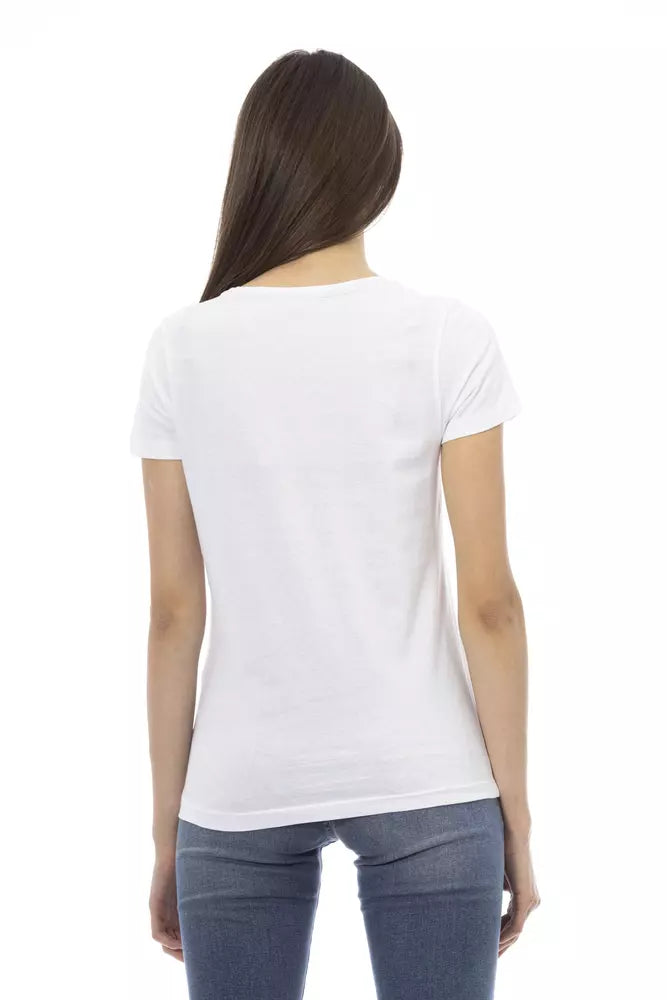 Trussardi Action Chic Weißes bedrucktes T-Shirt: Ein Must-have für die Sommergarderobe