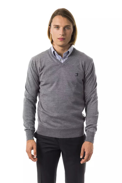 Herrenpullover aus grauer Merinowolle von Uominitaliani